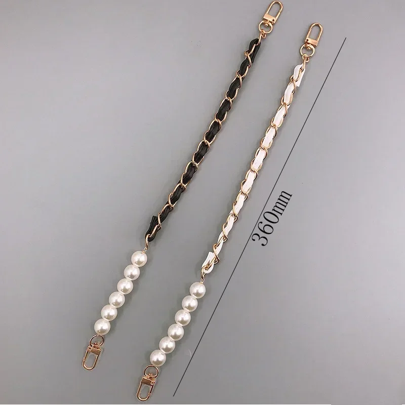 حزام سلسلة من اللؤلؤ المقلد مقاس 26 سم - سلسلة معدنية مطرزة لمقابض حقائب اليد |   ملحقات استبدال حقيبة اليد