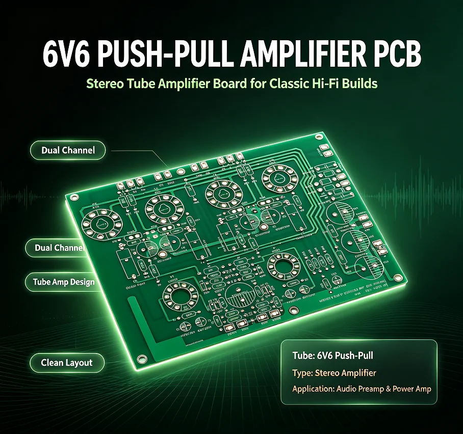 HiFi Diy Audio PCB 6V6 Tube Stereo Push-Pull Amplifier Board PCB
