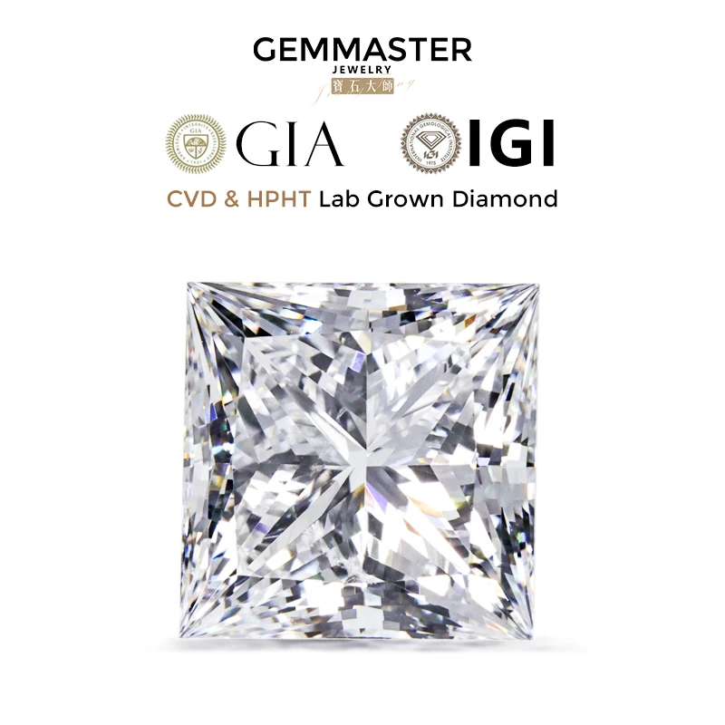 

Princess Cut Lab grown diamond GIA IGI certificate D E F VVS Loose diamond real 1ct 2ct 3ct 8ct CVD HPHT Lab diamond wholesale