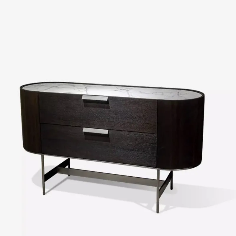 

creative design dining side cabinet kitchen household double-layer Italian light luxury slate paint Italian storage cabinet