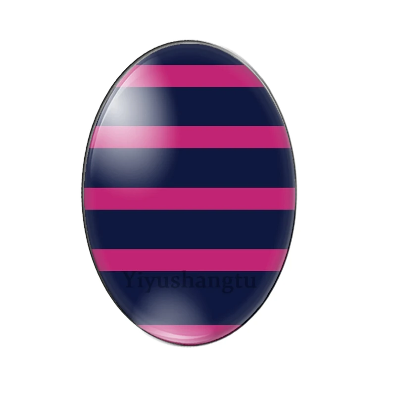 New Colourful Line stripes pattern 13x18mm/18x25mm/30x40mm Oval photo glass cabochon flat back Making findings