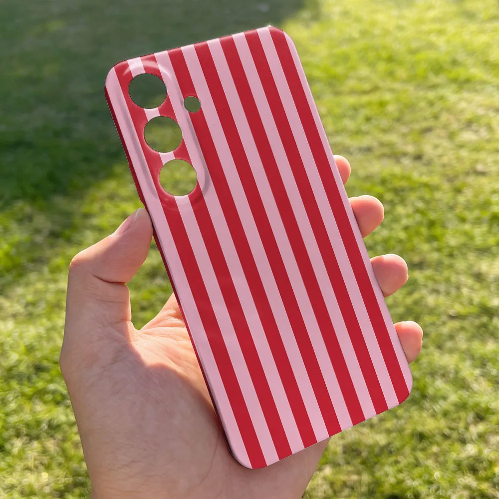 Phone Case For Samsung A55 54 53 52 71 73 12 13 14 15 16 17 23 25 26 32 34 35 36 Red Stripes Pattern Hard PC Cover view 6