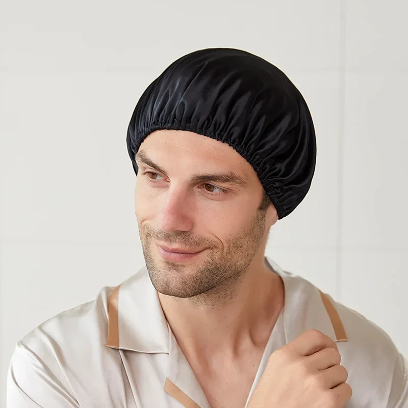 Mulberry Silk Night Cap Pure Silk Bonnet For Sleeping Women Men Hair Protect Silk Hair Wrap Elastic Pure Men Turban Headcover