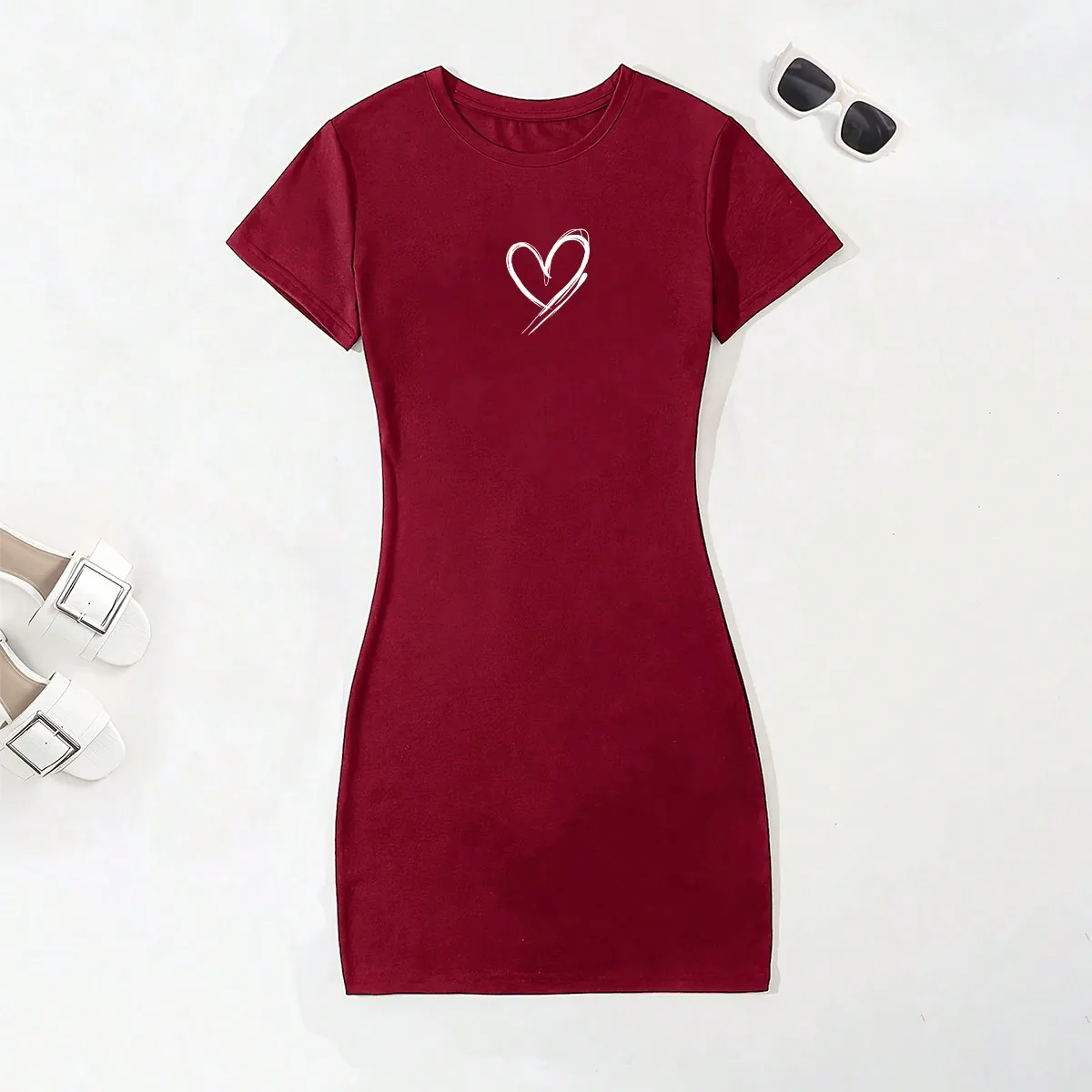 Short Sleeve  Mini Dress For Women Skinny Sexy Streetewar Casual Outfits Sexy Slim Fit A-line Dresses New Female Solid Color