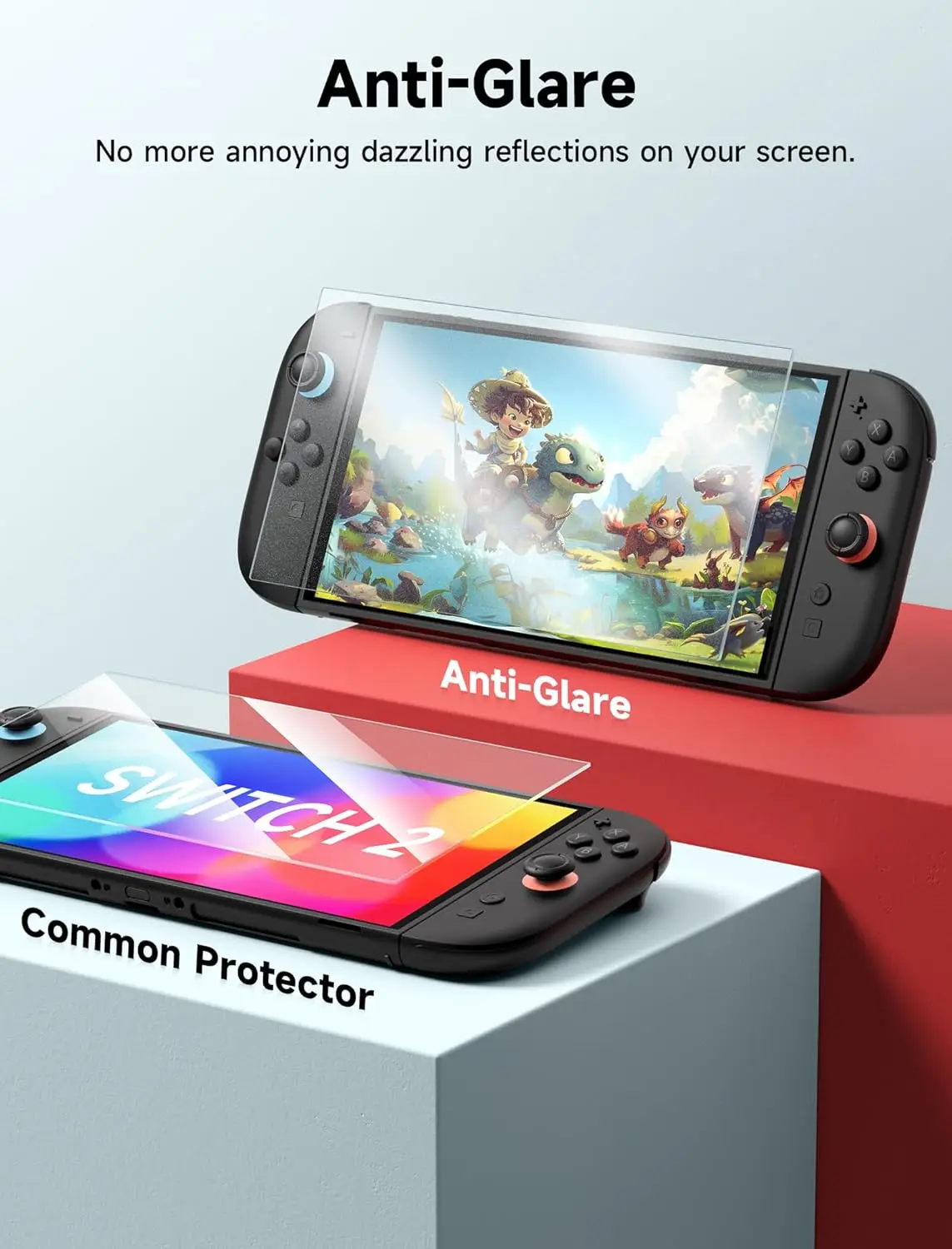 2-Pack Anti-Glare Screen Protector for Nintendo Switch 2, Matte Glass Protector 9H Hardness, Scratch Resistant Tempered Glass