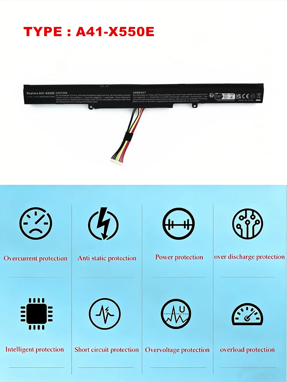 A41-X550E Laptop Battery For ASUS X450JF A450JF K550D X550DP A450V K550E X750J A550D K751L X751L F450