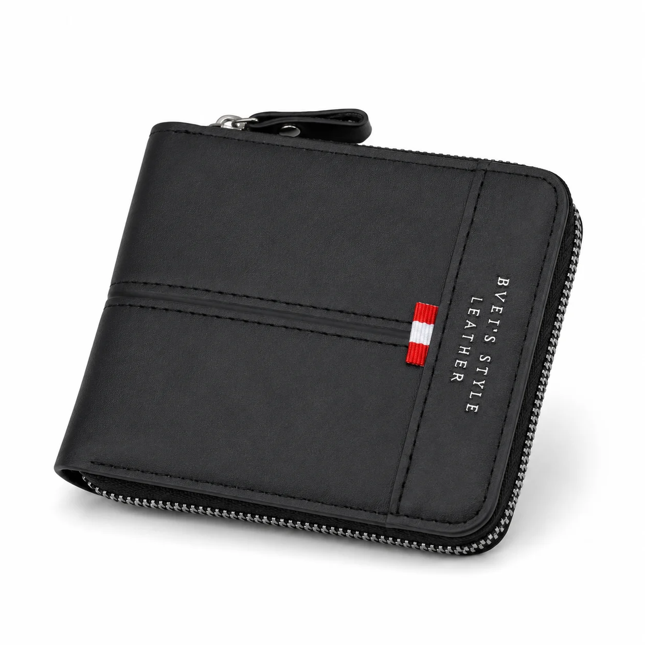 Retro Frosted PU Leather Wallet for Men Large Capacity Zip Around Multi ID Credict Card Holder Case Casual Short Purse Daily Use