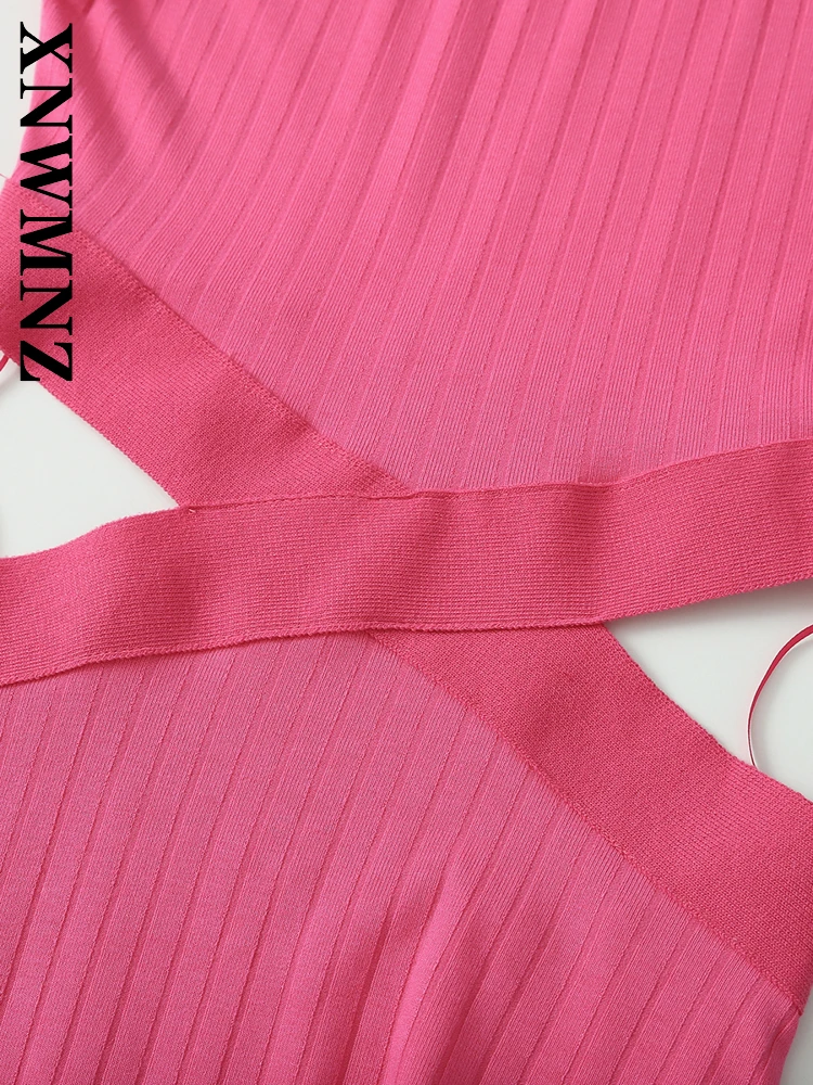 XNWMNZ 2025 Summer New Women Clothing club Chic O-Collar Sleeveless Splicing Dresses Fashion Woman Dress Party Midi long