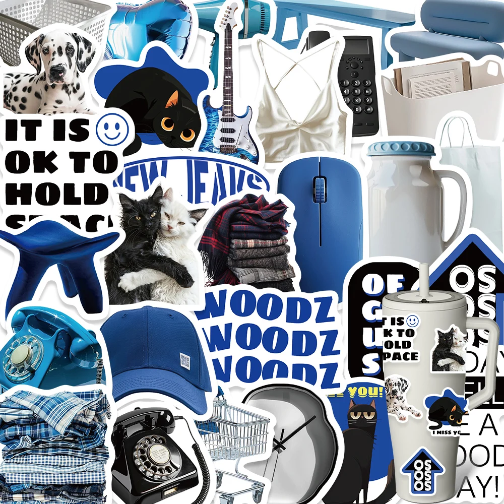 

30PCS Royal Klein Blue 3D Style Cool Cat Stickers Pack Scrapbook Aesthetic Stationery Bike Bottle Diary Laptop Computer Decals