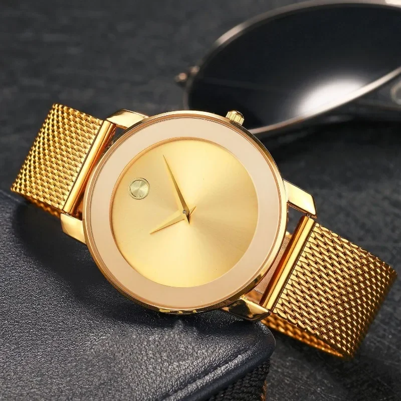 Watch Men's Brand Light Luxury Gold Classic Simple Ultra Thin Steel Waterproof Business Male Quartz Clock Wristwatches