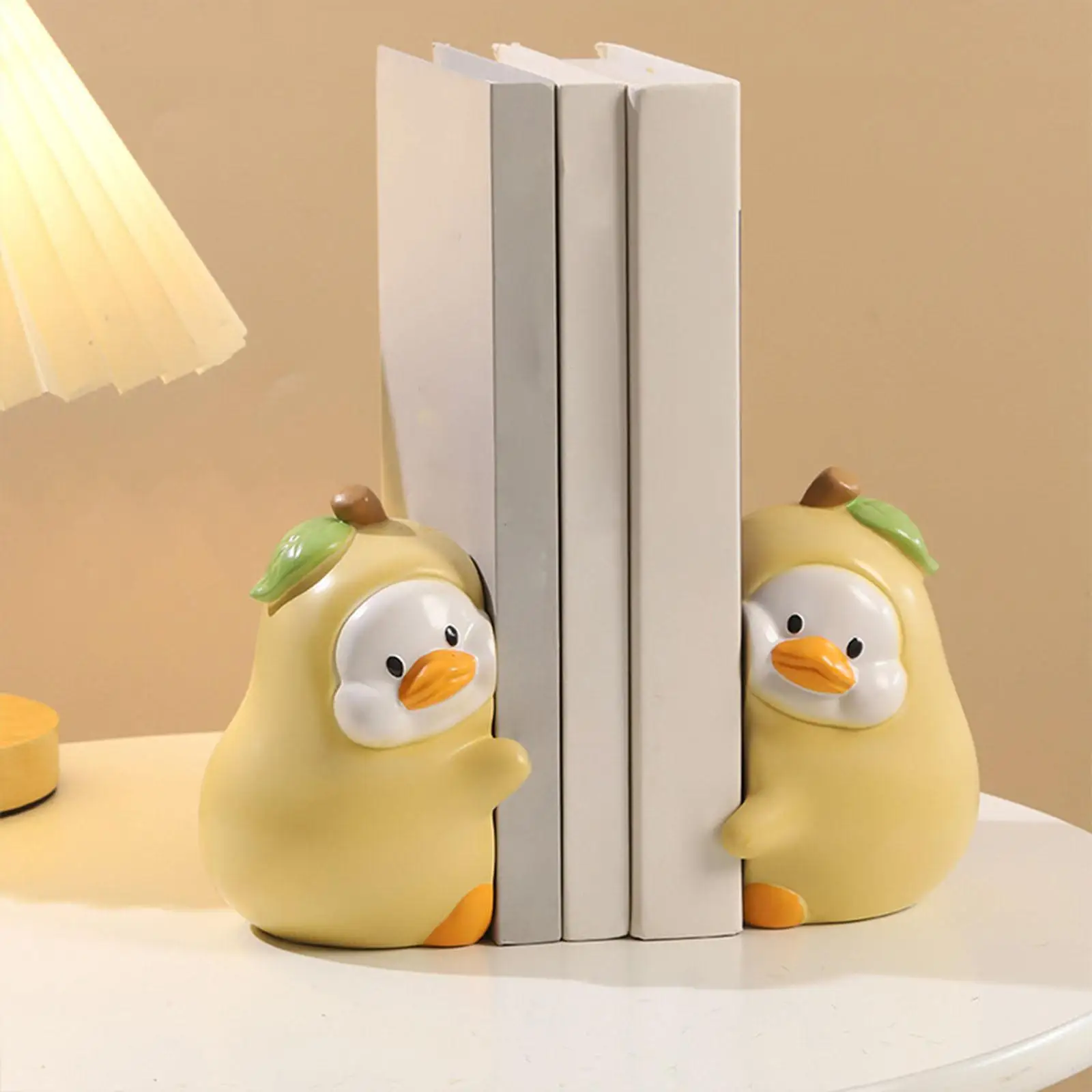Duck Statues Book Stoppers Bookends Resin Cute Desktop Ornaments Animal Sculptures for Desk Housewarming Gift Home Decoration