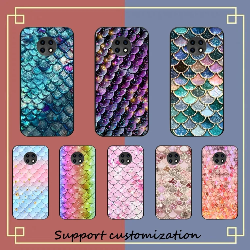 Color pink Fish Scale Pattern Mermaid Phone Case For Redmi Note 4 X 5 A 6 7 8 Pro T 9 Pro 9S 10 Pro 11 Pro 11S 11Epro PocoM3pro