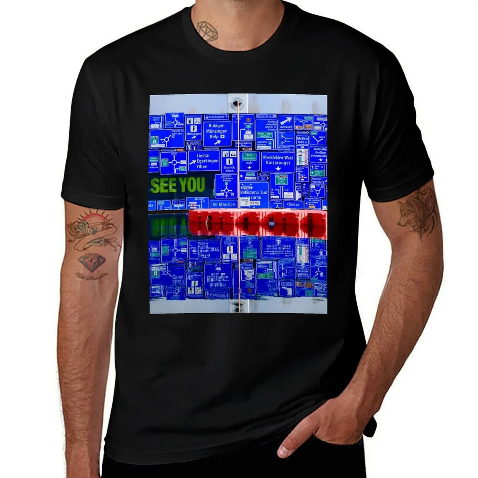 SEE YOU / Swiss Artwork Photography T-Shirt Plus Size Solid Color T-Shirt