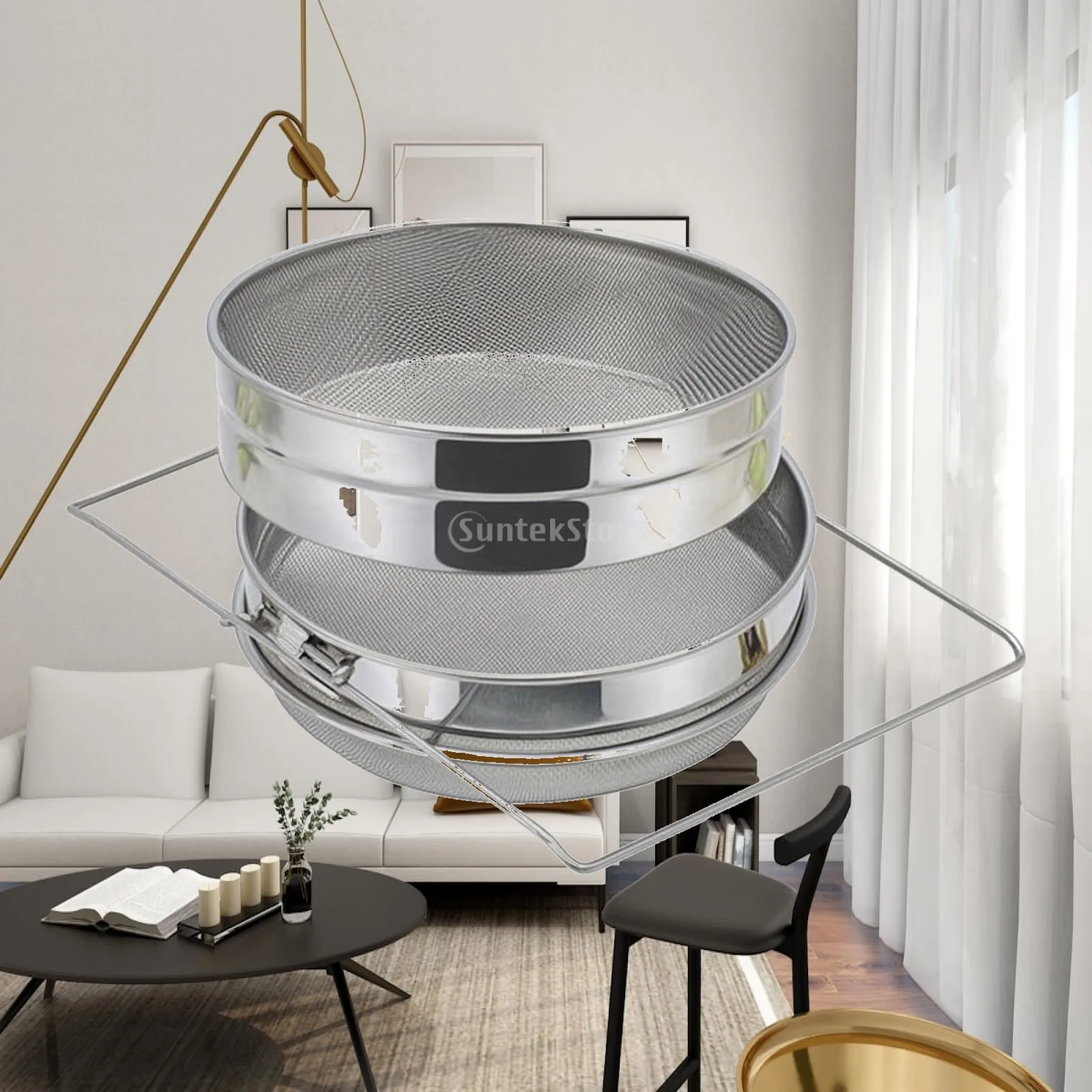 Reusable Honey Sieve Funnel Stainless Steel Double Screen Strainer for Kitchen Beekeeping Food Filter