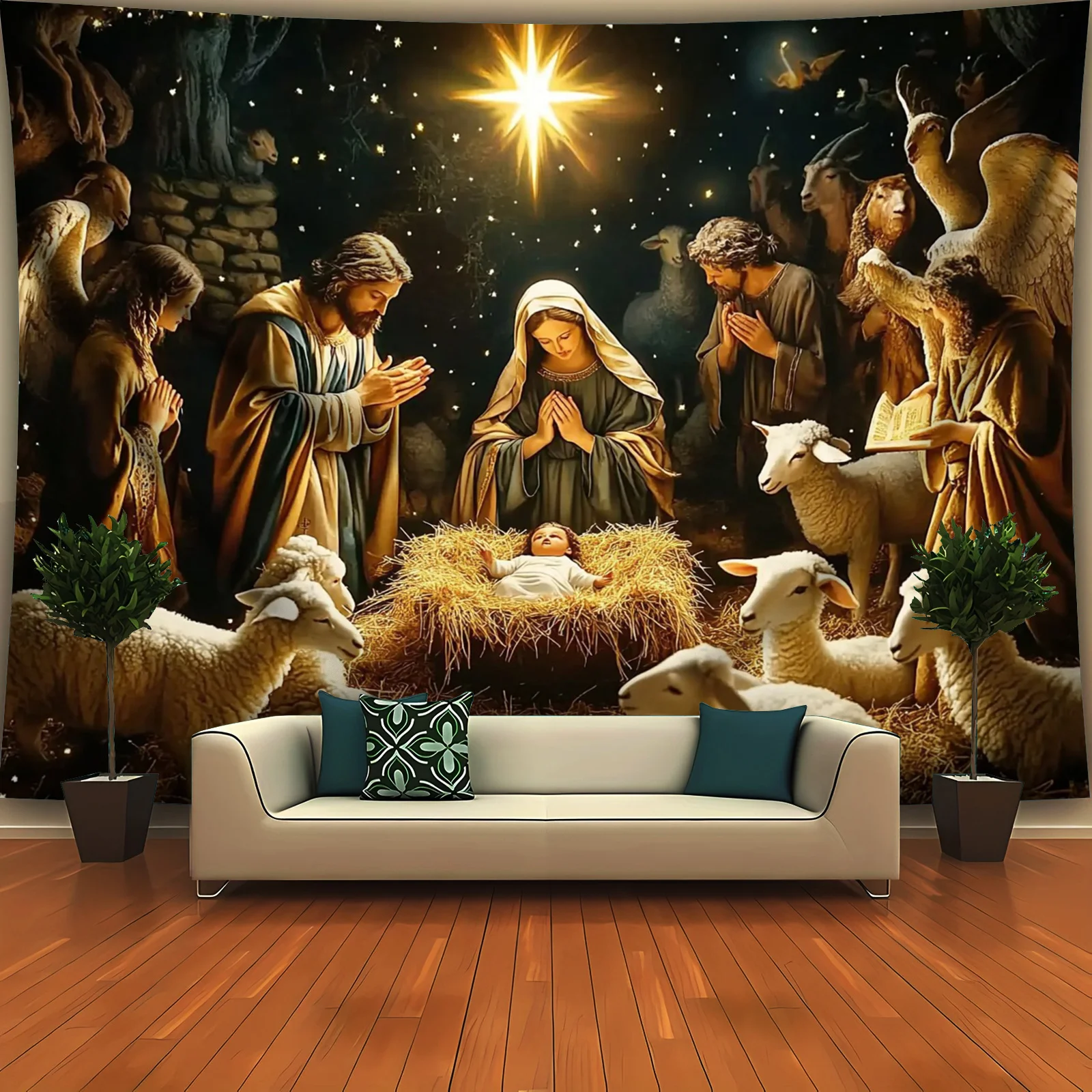 2D Flat Banner Featuring a Christmas Scene, Available in One Piece - Sizes Ranging from 39.0inch X 59.0inch to 70.8inch X 90.5in