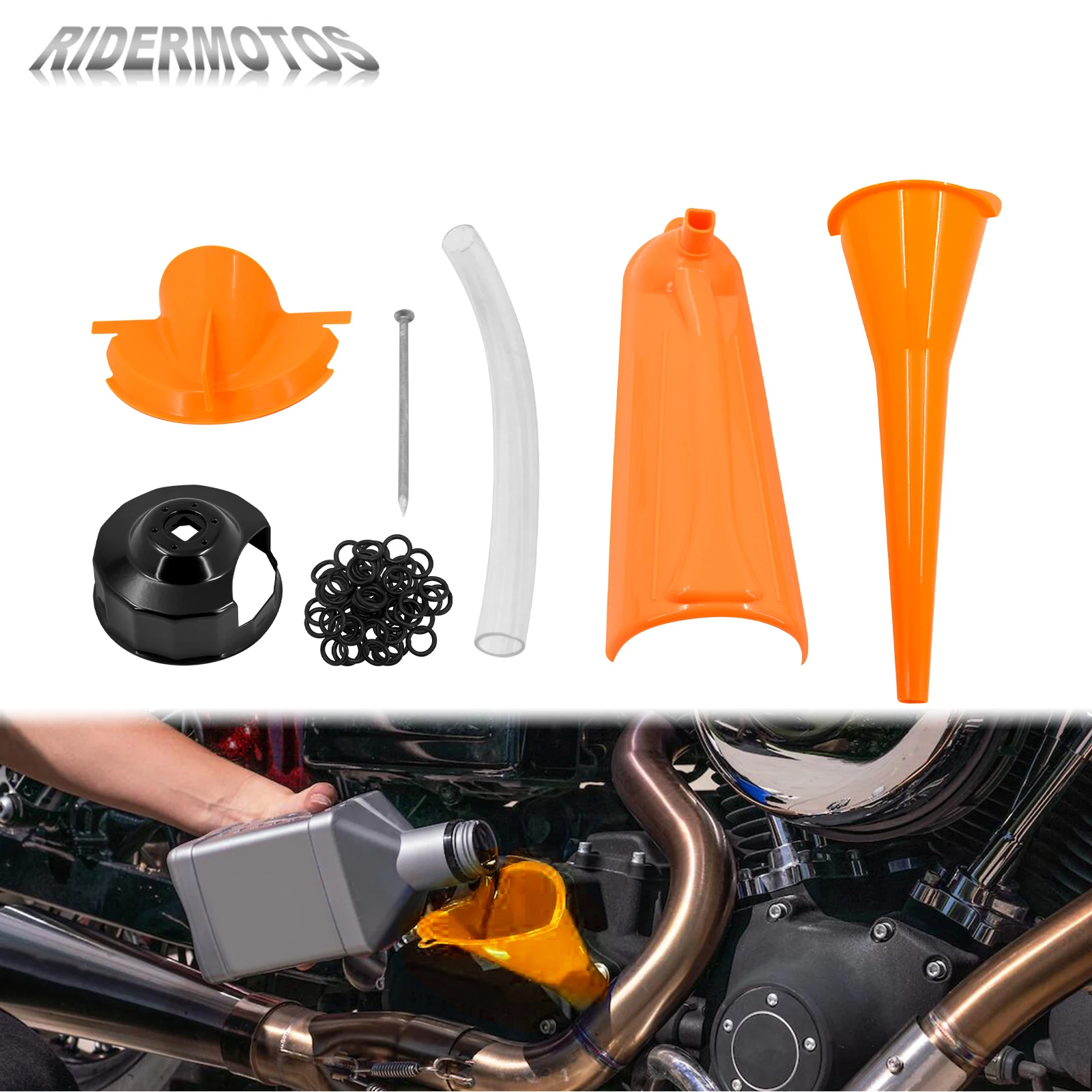 

Oil Funnel Primary Case Motorcycle Oil Fill Wrench Cover 1105 Sealing O Rings Kits For Harley Touring FLHXSE Trike Softail Dyna