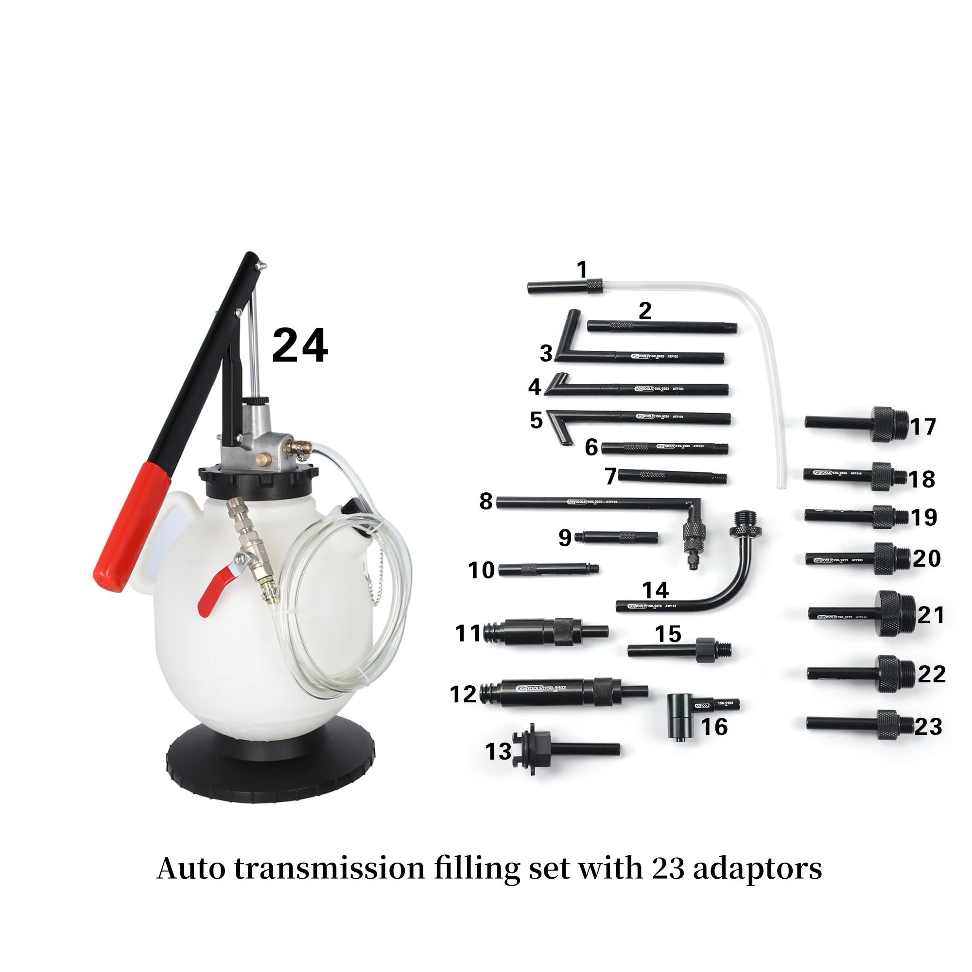 TBTOOLS Car Auto 7.5L Transmission Filling with 23 Adapters Gearbox Oil Filler System Change Hand Pump Adaptors Tool Set TB080