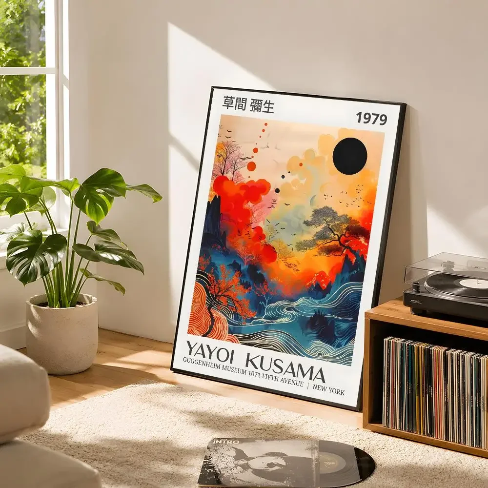Japanese Famous Artist Yayoi Kusama Polka Dot Exhibition Abstract Poster Matte Wall Art Removable Home Room Decoration