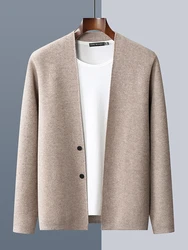 Choice Men's Cashmere Sweater Coat 100% Merino Wool Knitwear Cardigan Autumn Winter Smart Casual V-neck Cashmere Jacket Tops