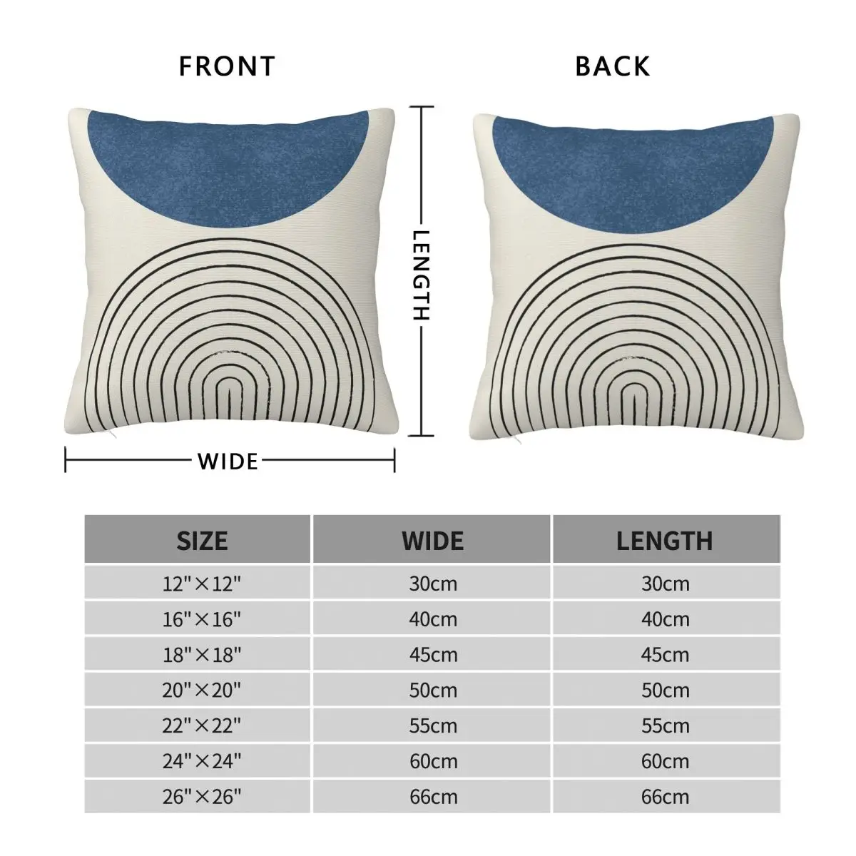 Arch Balance Blue Mid Century Square Pillowcase Polyester Linen Velvet Pattern Zip Decorative Pillow Case Room Cushion Cover