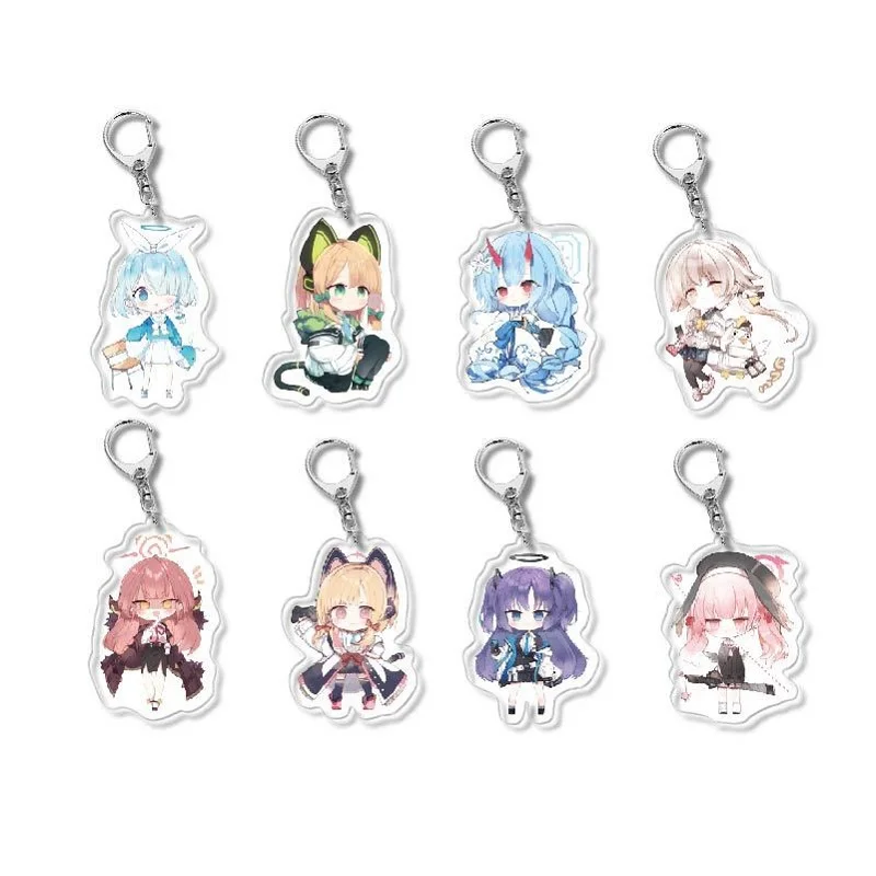 Game Anime Blue Archive Figures Takanashi Hoshino Waraku Chise Hayase Yūka Acrylic Keychains Cute Bag Decor Pendant Toy Keyring