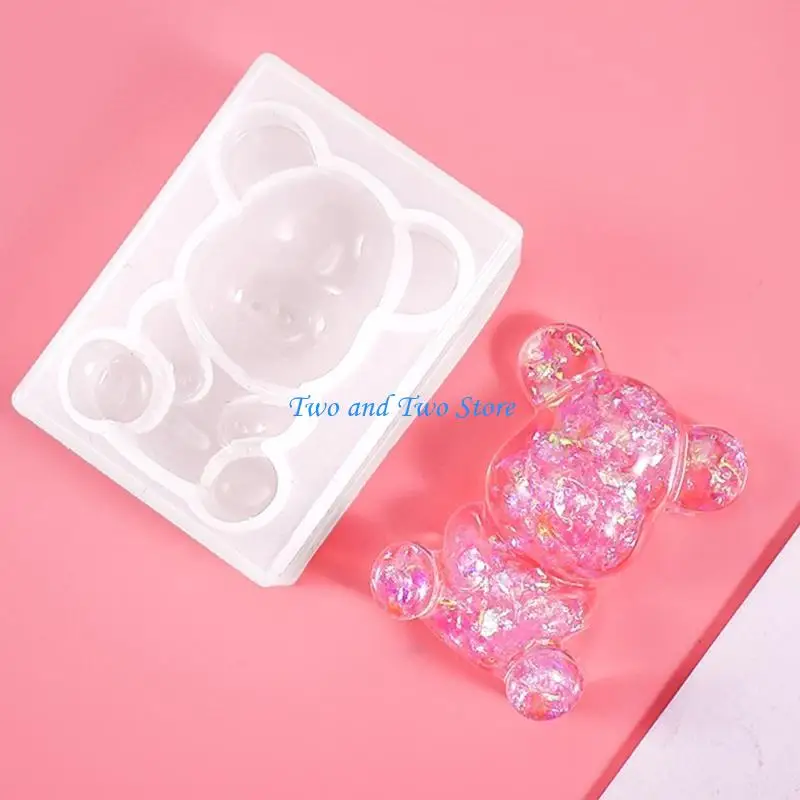 HX6F Bear Keychain Epoxy Resin Mold Handicrafts Jewelry Earring Necklace Pendant Mold