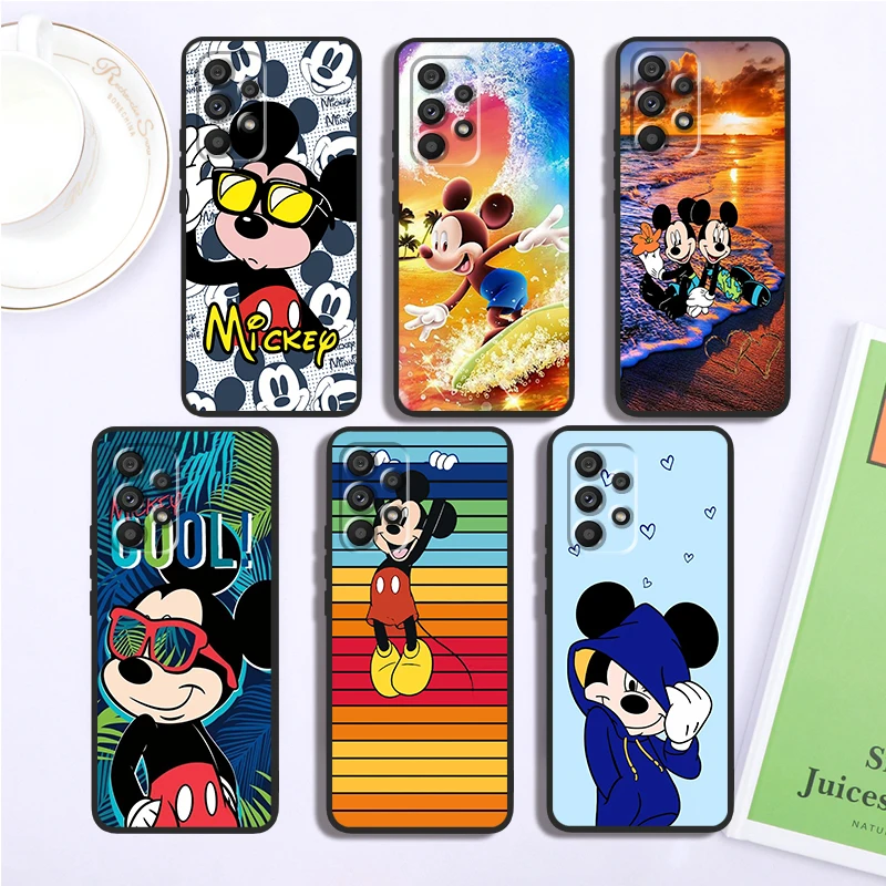 

Mickey & Minnie Disney For Samsung A53 A52 A33 A32 A51 A71 A21S A13 A73 A50 A22 A23 A03 A72 A54 A12 5G Black Funda Phone Case