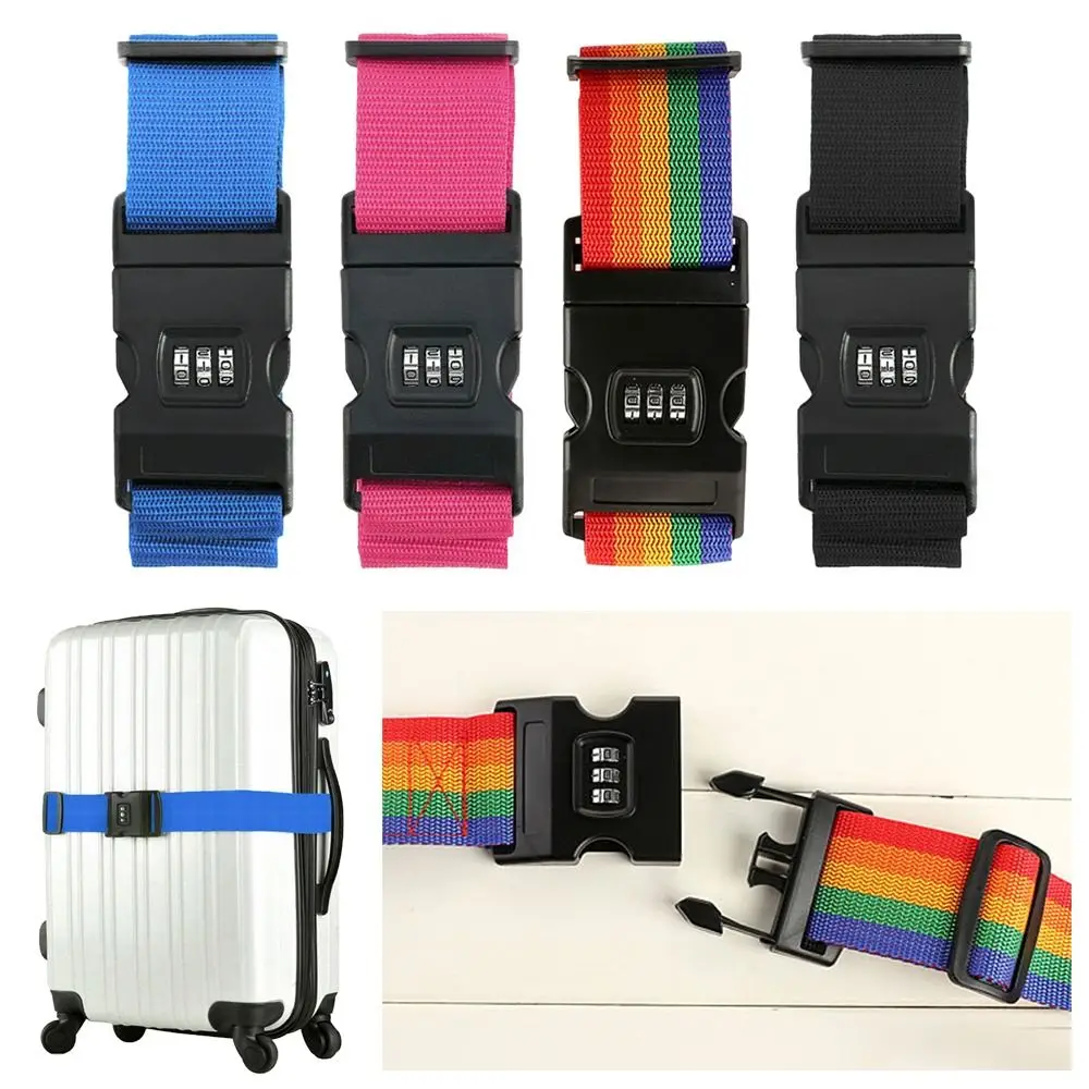 Adjustable Suitcase Belt Strong Extra Safety Travel Luggage Elastic Straps Tie Belt Carry On Straps Baggage Accessories