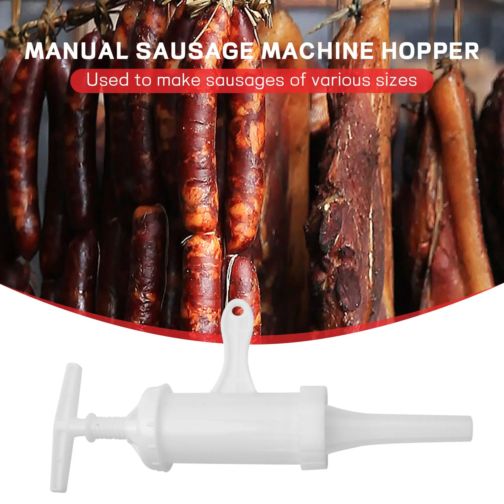 

Manual Sausage Maker Meat Stuffer Filler Hand Operated Salami Maker Funnel Hand Tools (Sausage Stuffer Barrel)