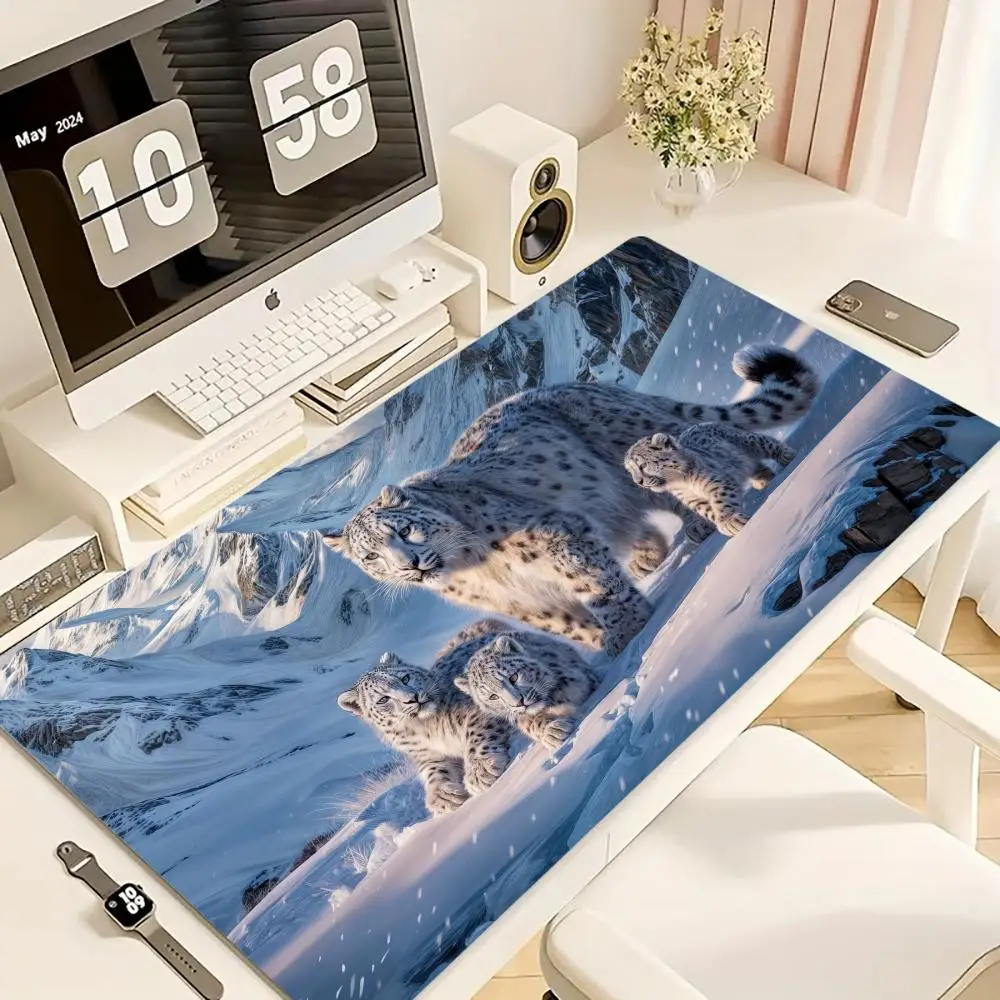 

Anime Cute Snow Leopard Mouse Pad Large Computer Office Game Table Mats XXL Rubber Anti-slip Gaming Keyboard Mousepads Desk Pads