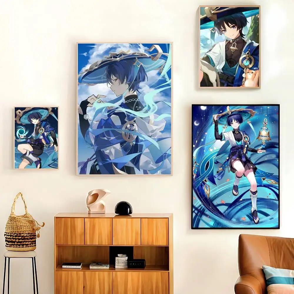 Anime Game Scaramouche Wanderer Poster HD Quality Wall Art Retro Posters For Home Room Wall Decor Kawaii Room Decor