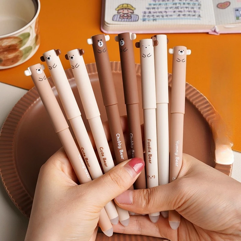 

40pcs Bear Kawaii Erasable Pen Cute Cartoon School Supplies Wholesale Pen Set Cute Elephant Student Prizes Stationery Items Gift