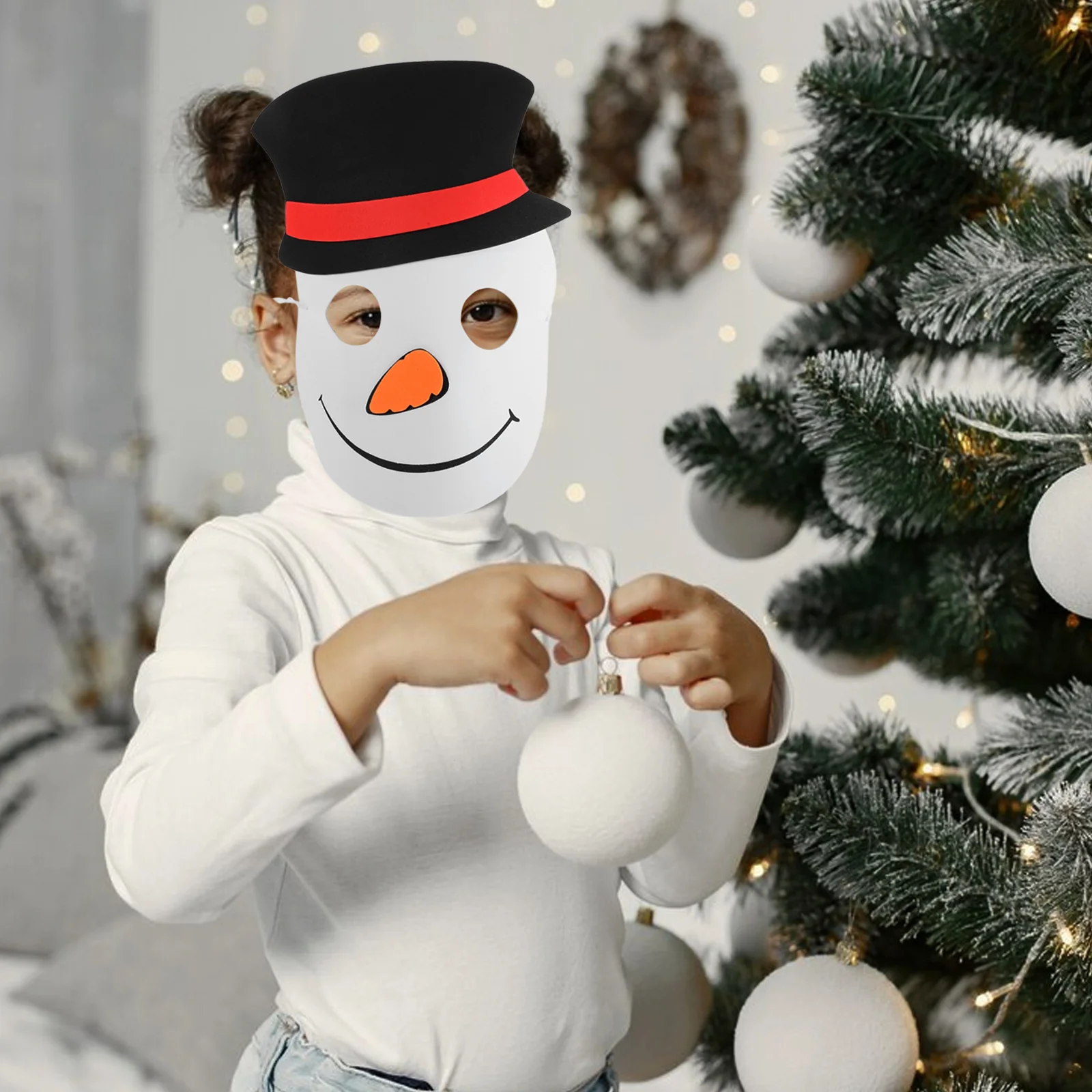 Christmas Decorative Mask Snowman Design Face Mask Funny Nonwoven Mask Christmas Supplies Dress Up Apparel Accessories for Costu