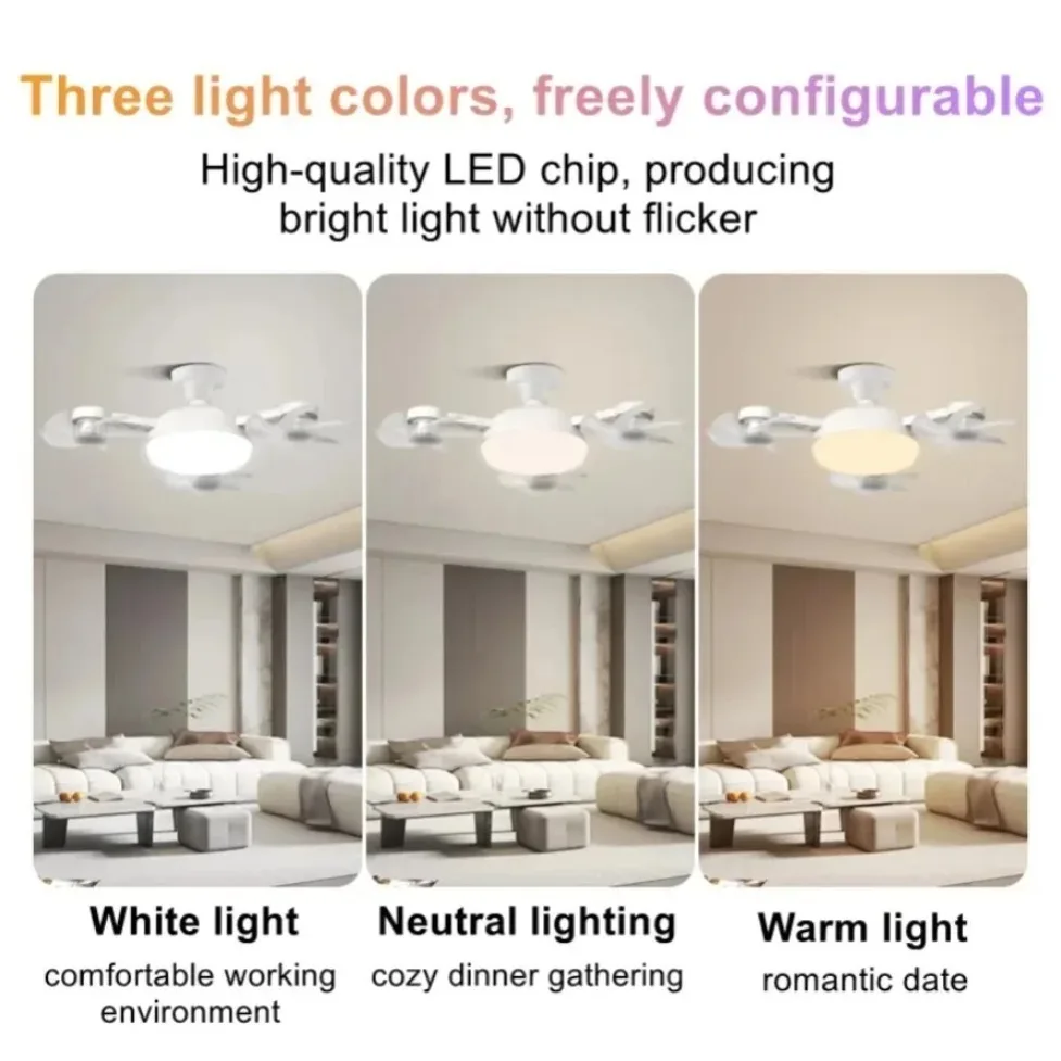 3/4 Heads Rotatable Ceiling Fan Light  Drone Style E27 E14 B22 GU10 Three Colors LED Fan Lamp with Remote Control for Bedroom