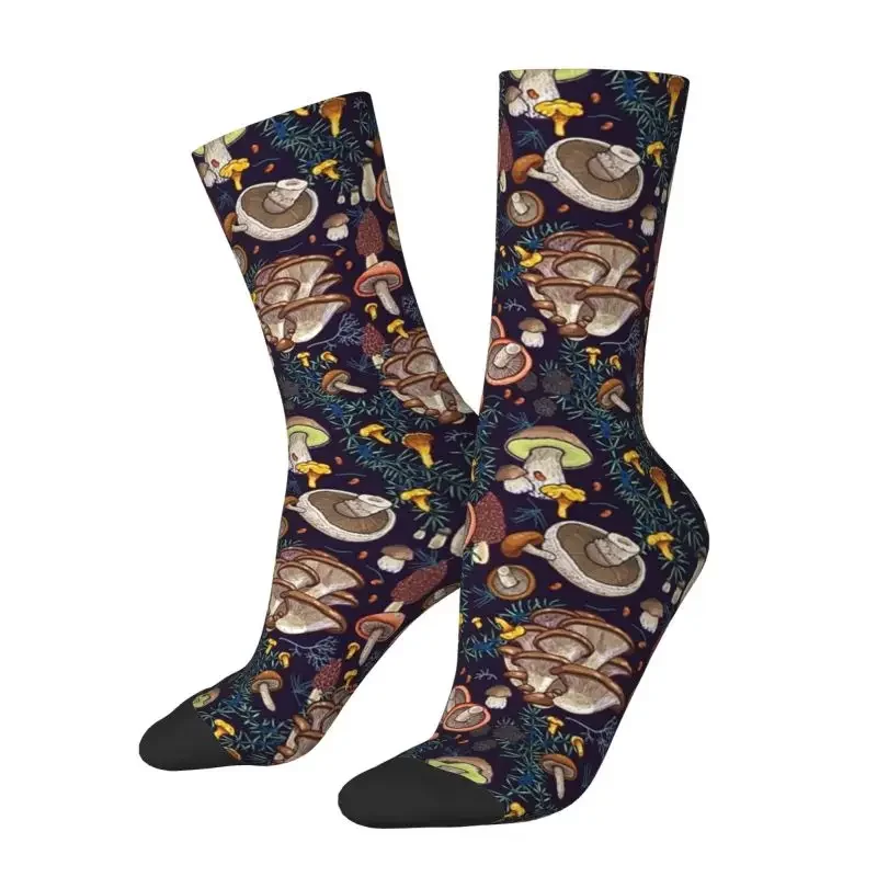 Novelty Print Dark Dream Forest Mushroom Socks for Women Men Stretch Summer Autumn Winter Crew Socks