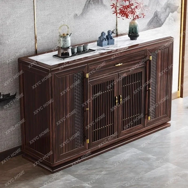 

HMJNew Chinese-style dining side cabinet, ebony wood porch cabinet, living room, modern simple integrated wall chest