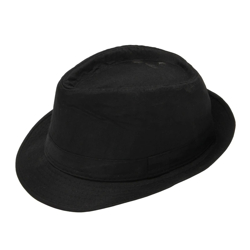 Black Fedora Plain Hat Outfit Accessory For Gangster Fancy Dress