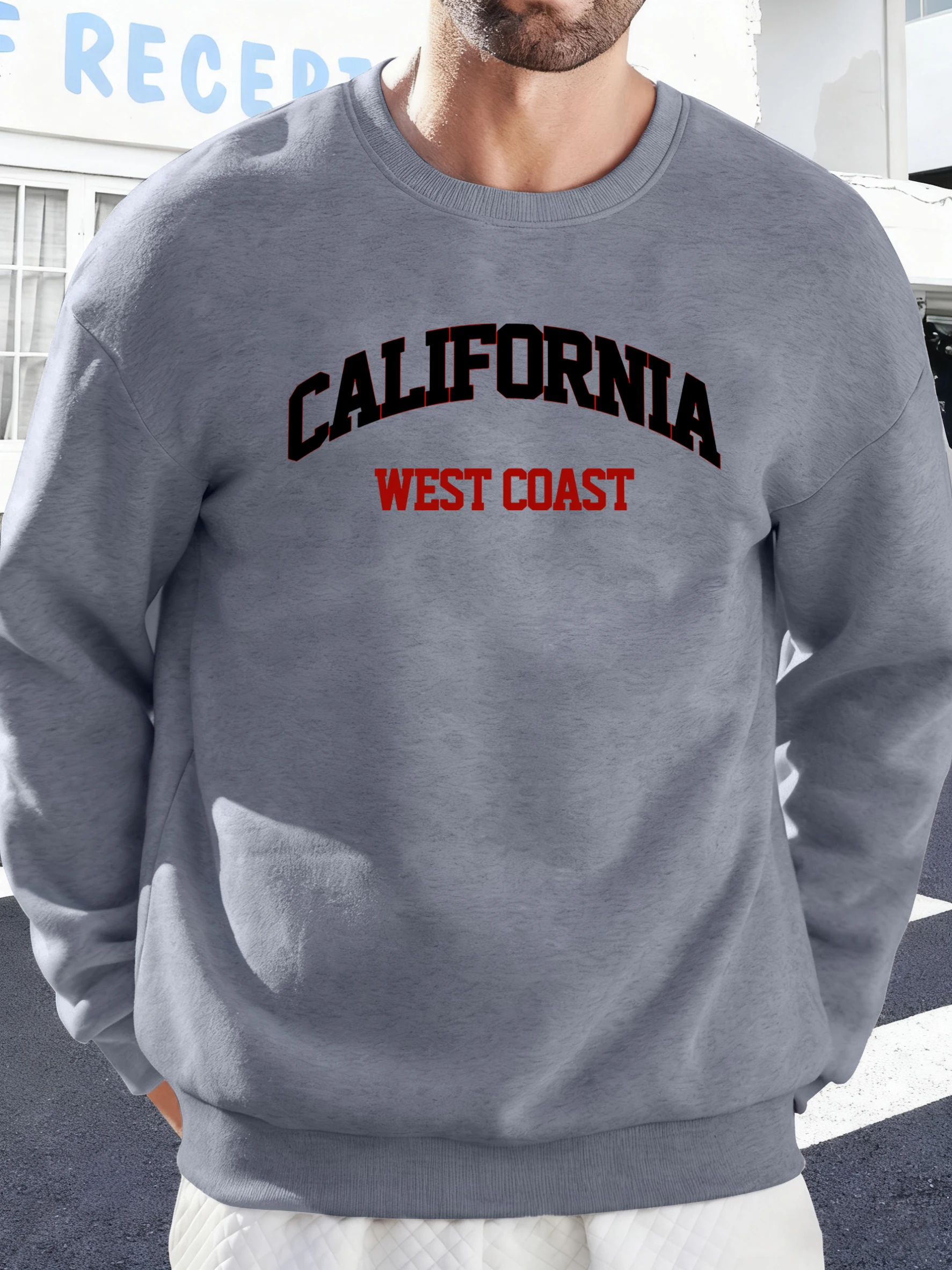 California West Coast Print Herbst Pullover Paar Sport Fleece Sweatshirts Street Fashion Streetwear Oversize Loose Hoody Herren