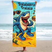 Interesante toalla de playa estampada Tralalero Tralala de tiburón de dibujos animados tropicales, toalla de secado rápido súper absorbente antiarena
