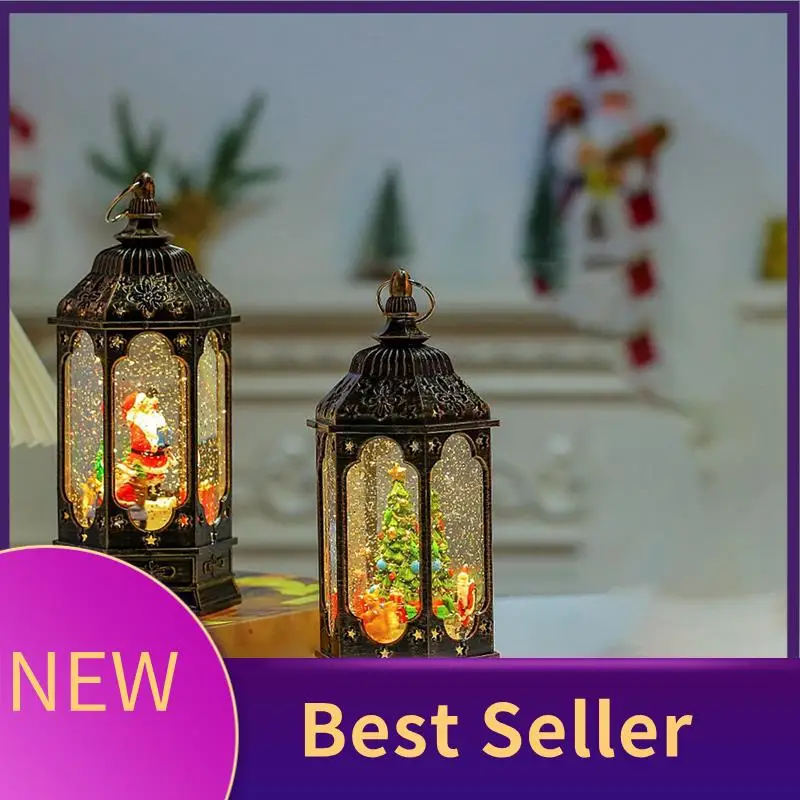 

ABLU-Christmas Snow Lantern Rotating Glitter Lantern Holiday Gift Decoration For Home A-Santa Claus Ornaments