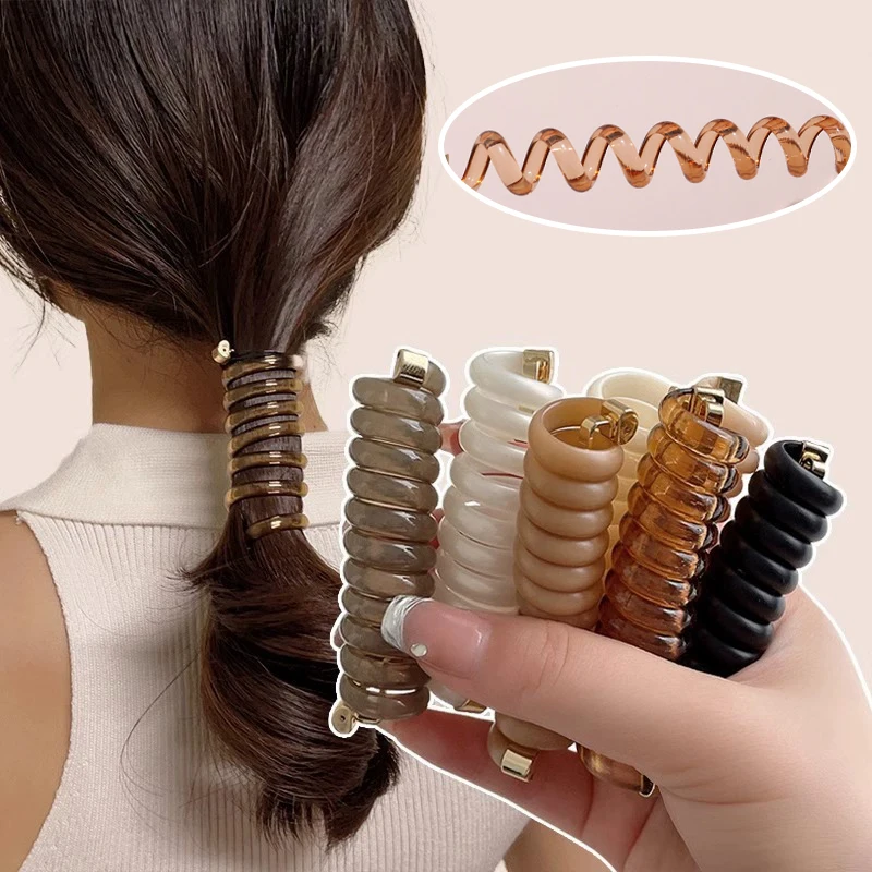 Bandas elásticas para el pelo para mujer, lazo para el pelo con cordón para teléfono, banda de goma de Color sólido, paquete de coleteros, accesorios para coletas de alambre