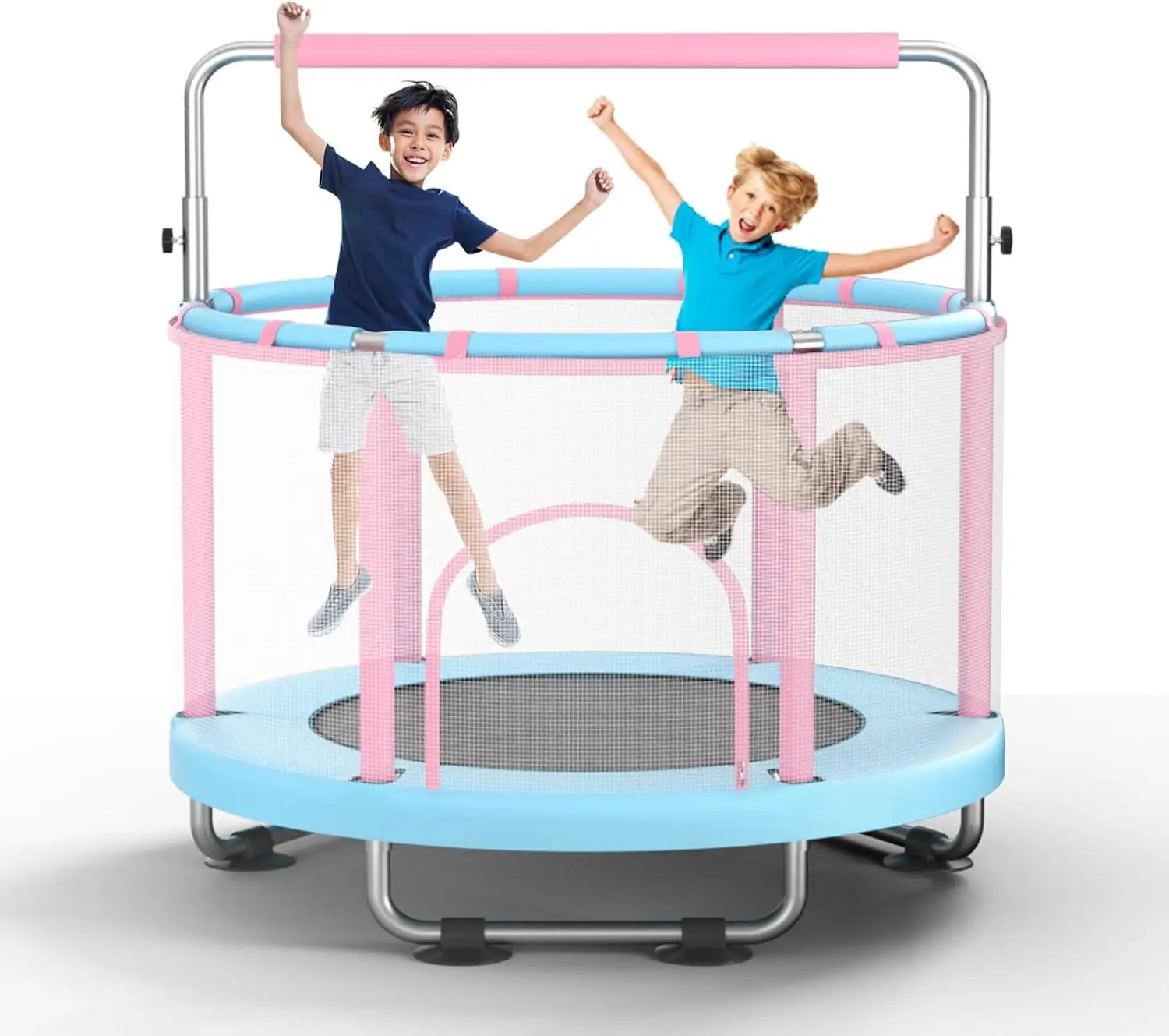 Toddler Mini Trampoline Indoor Outdoor Toys with Swing, 440lbs Baby Kids Trampoline, Gymnastics Bar