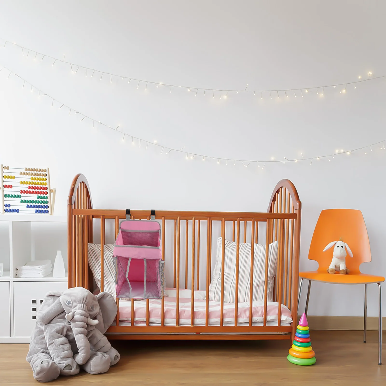 تنفس سرير بيبي حقيبة تخزين قابلة للحمل سميكة 5 كجم سعة المنظم للحفاضات الكتب الجوارب عربة سرير استخدام