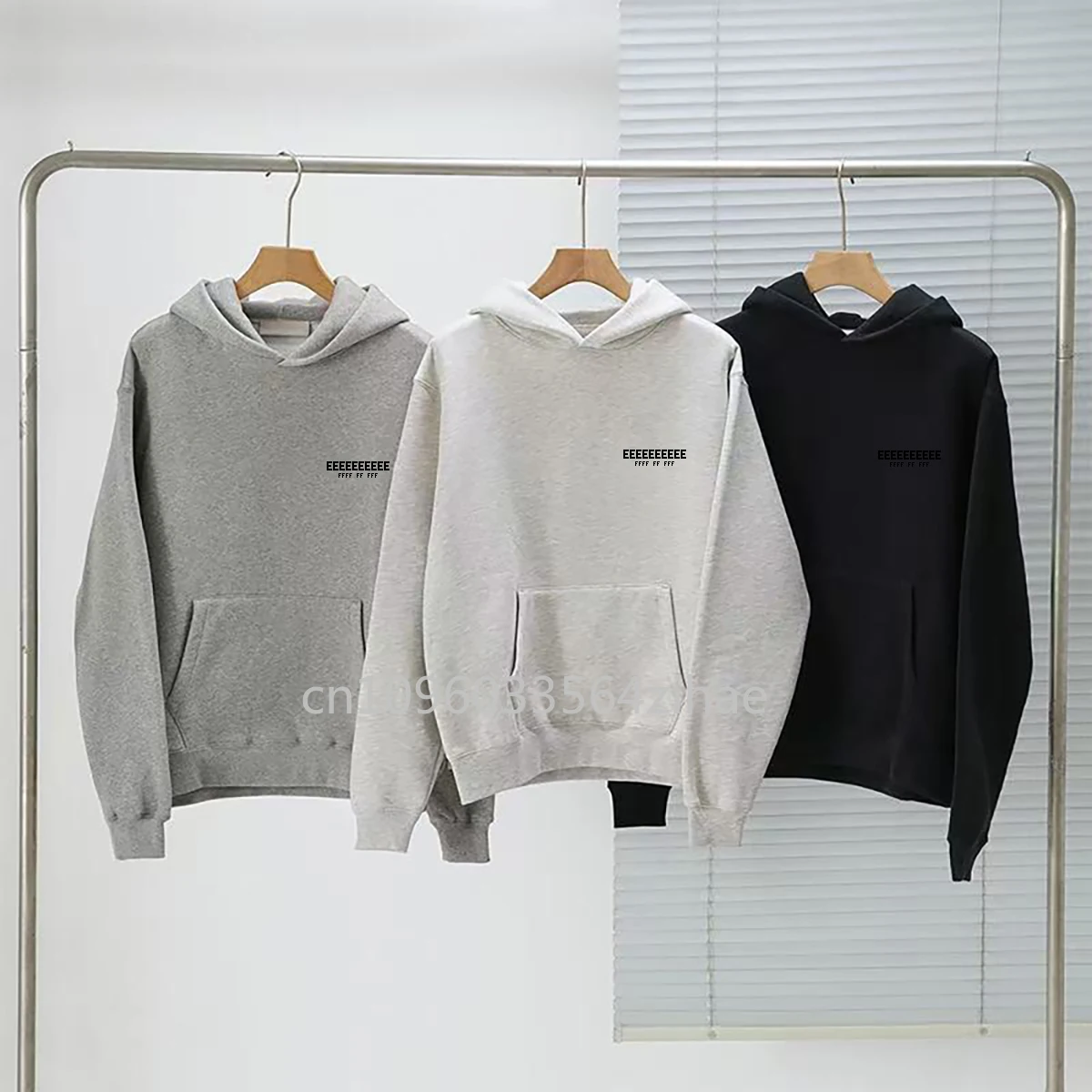 Temporada 8, sudaderas con capucha de marca de lujo de doble línea para hombre, suéteres con logotipo de letras flocadas de dos filas, sudaderas con capucha holgadas de algodón para parejas de marca de diseñador