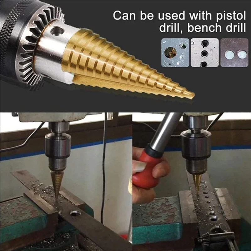 ABRS-3Pcs 3-13Mm HSS Straight Groove Step Drill Bit Wood Metal Hole Cutter Core Drill Bit Pagoda Drill Bit
