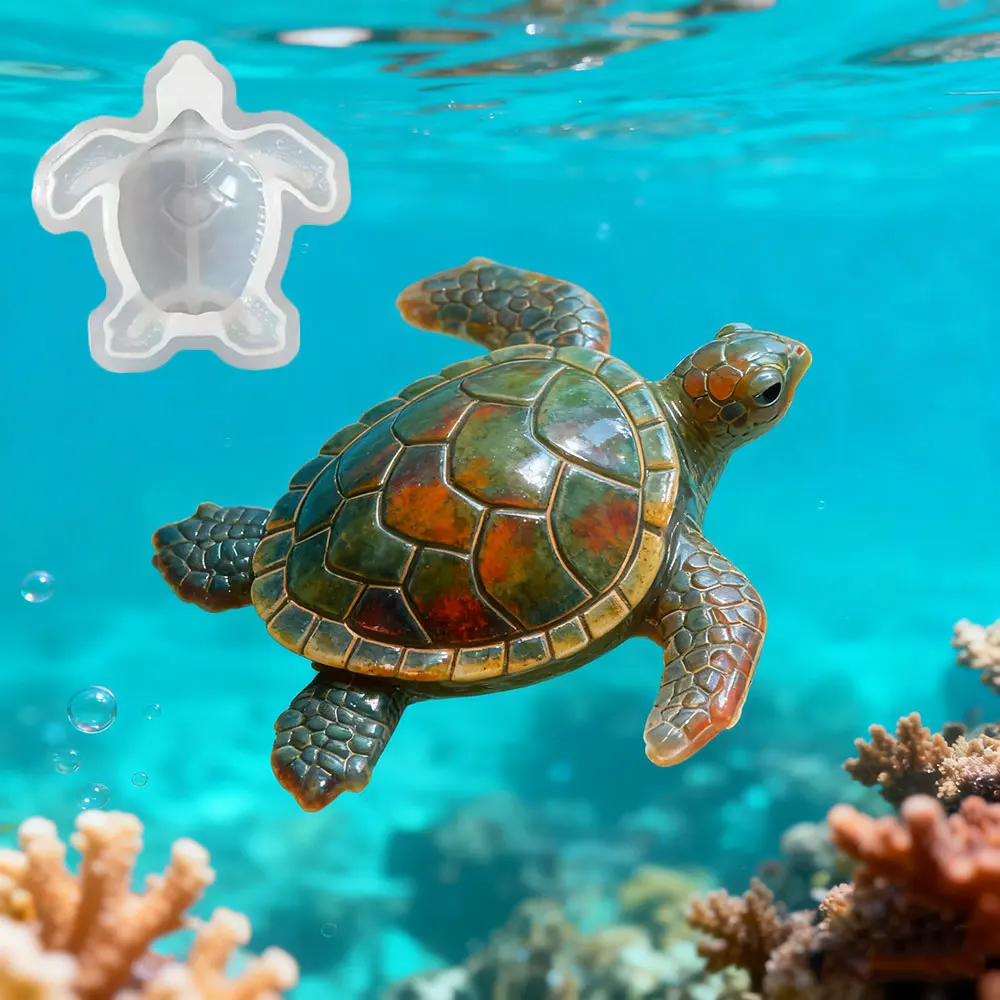 3D Sea Turtle Epoxy Resin Mold Gypsum Clay Candle Making Silicone Mould for DIY Home Decoration and Gift Idea for Beach Lovers
