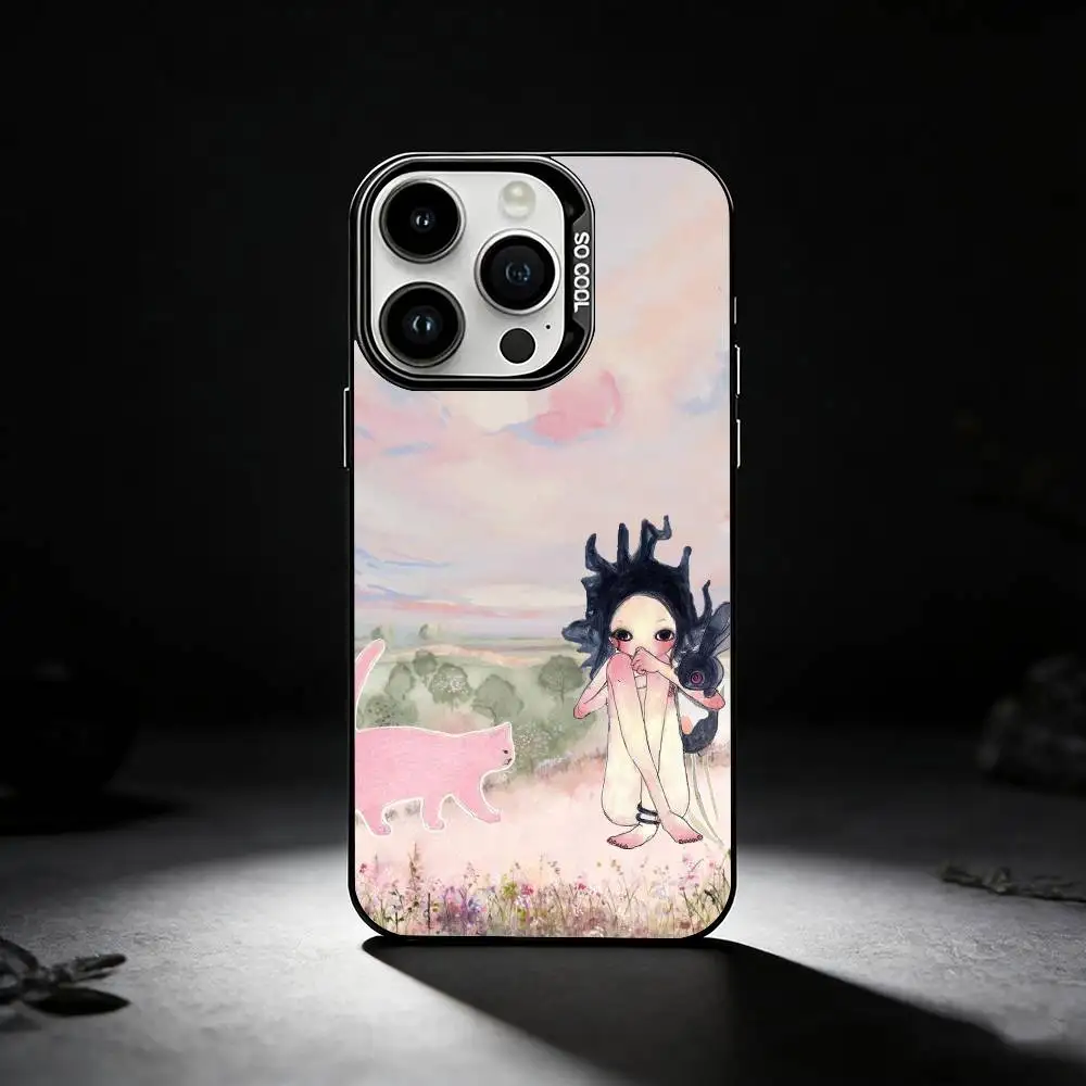 حافظة هاتف A-Art A-Aya T-Takano لهاتف iPhone 17,16,15,14,13,12,11 Plus,Pro Max,XS,حافظة هاتف فضية ملونة