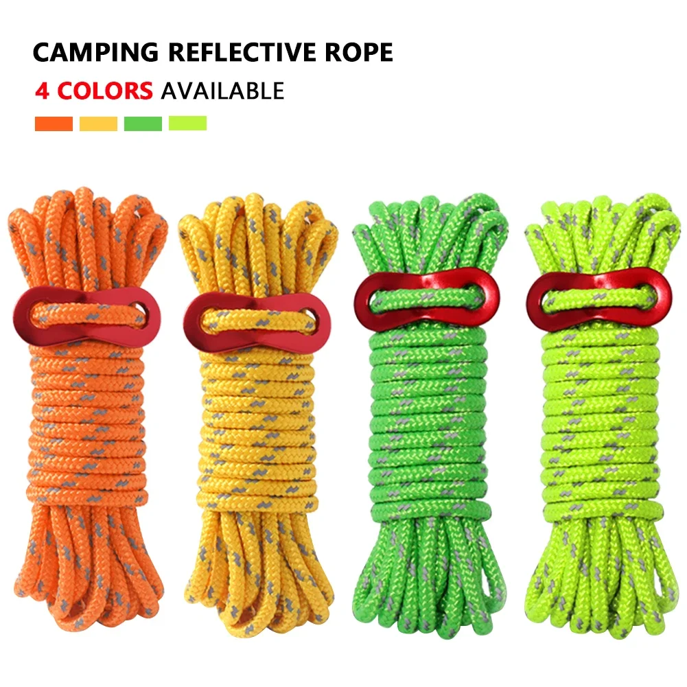 newReflective Guyline Tent Rope Multifunction Runners Guy Line Cord Paracord Outdoor Sports Camping Hiking Tent Accessories 4m 4