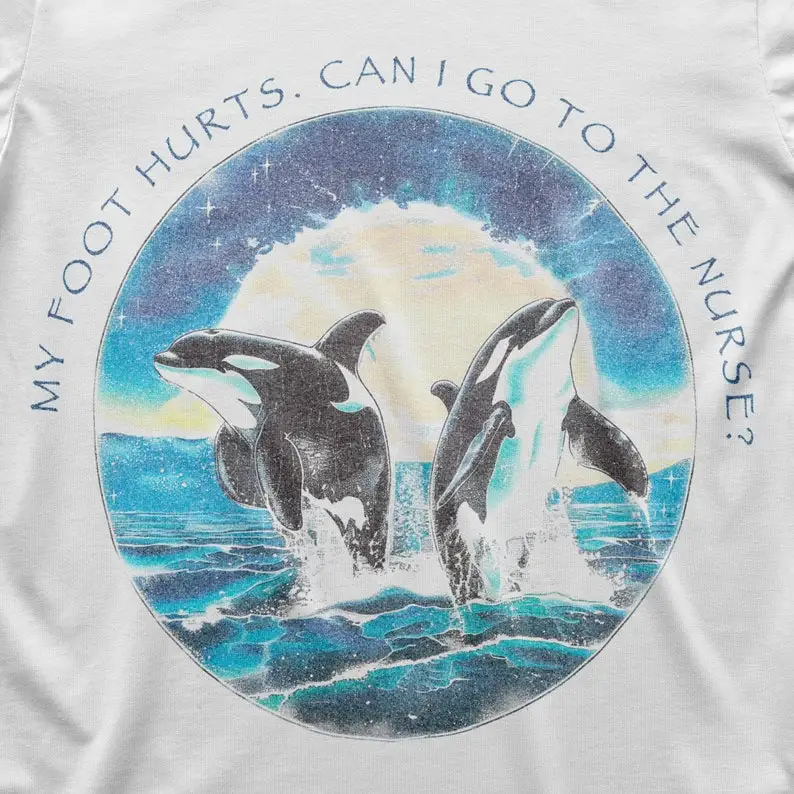 My Foot Hurts. Can I Go To The Nurse? Whales At Night T-Shirt