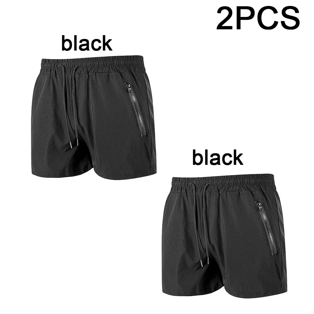 2PCS Swim Trunks with Zipper Pockets Mesh Liner Summer Mens Beach Board Shorts Quick Dry Swimming Bathing Suit Swimsuit Swimwear
